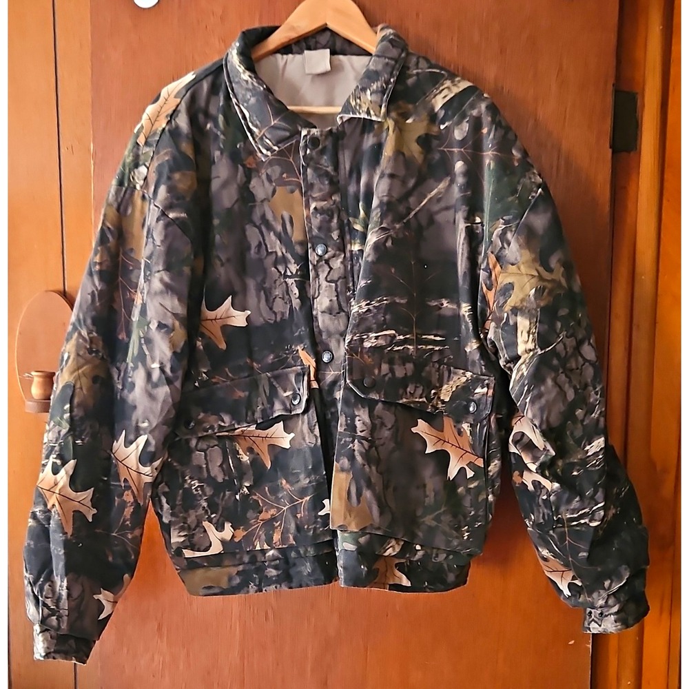 Bear Ridge Reversible Full Zip Camo/Beige Bomber Jacket w Pockets Mens XL